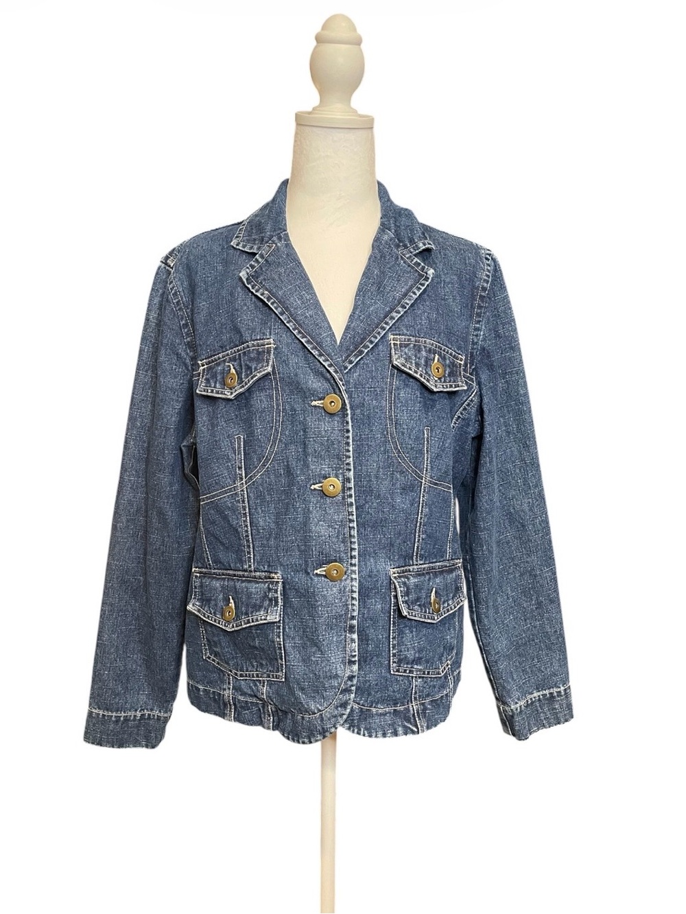 Vintage Y2K French Cuff Denim Blazer Jacket, Women's XL